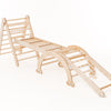 4in1 Montessori Climbing Set: Triangle Ladder + Arch/Rocker + Slide Board/Ramp + Net – Chocolate