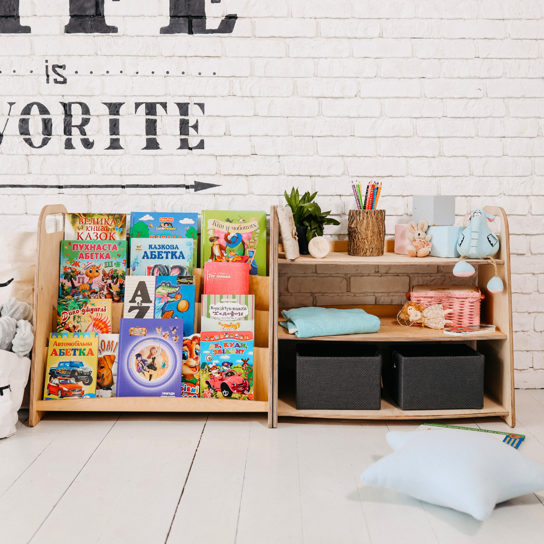 Ensemble de deux étagères Montessori de Goodevas : pour livres et jouets
