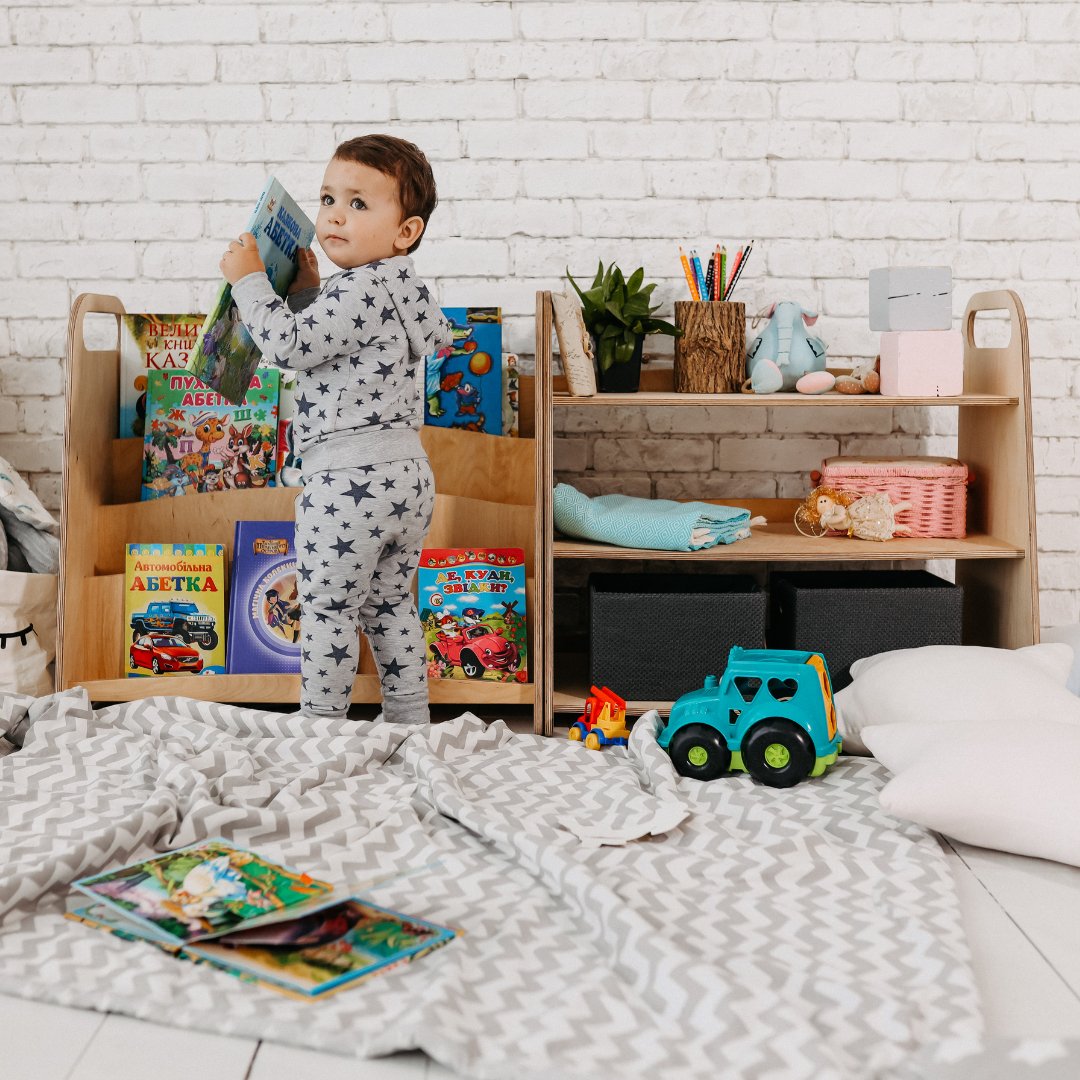 2in1 Montessori Shelves Set: Bookshelf + Toy Shelf – Beige | Shelves | Goodevas