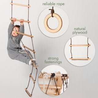 3in1 Swings Set: Rope Ladder + Gymnastic Rings + Disc Rope Swing | | Goodevas CA
