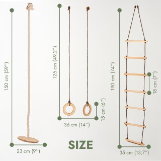 3in1 Swings Set: Rope Ladder + Gymnastic Rings + Disc Rope Swing | | Goodevas CA