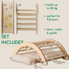 4in1 Montessori Climbing Set: Pikler Triangle, Arch, Slide Board, and Cushion for Toddlers (1–3 Years) | | Goodevas CA