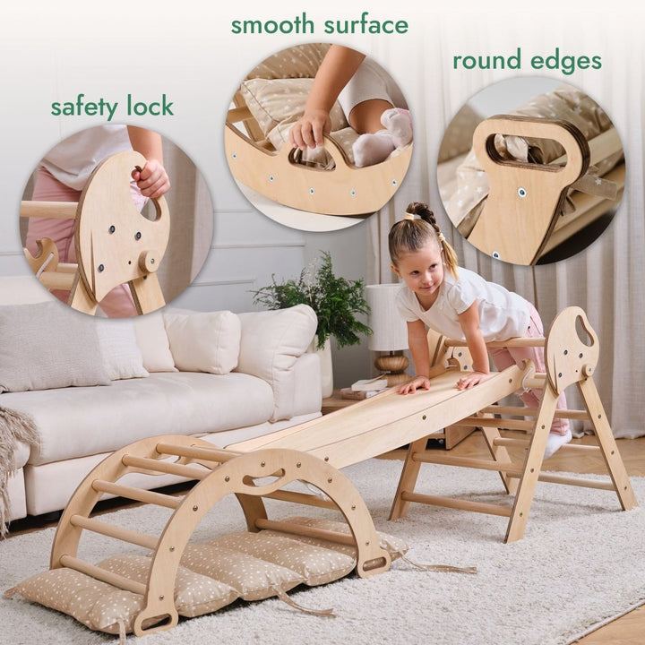 4in1 Montessori Climbing Set: Pikler Triangle, Arch, Slide Board, and Cushion for Toddlers (1–3 Years) | | Goodevas CA