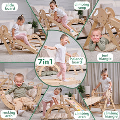 4in1 Montessori Climbing Set: Pikler Triangle, Arch, Slide Board, and Cushion for Toddlers (1–3 Years) | | Goodevas CA