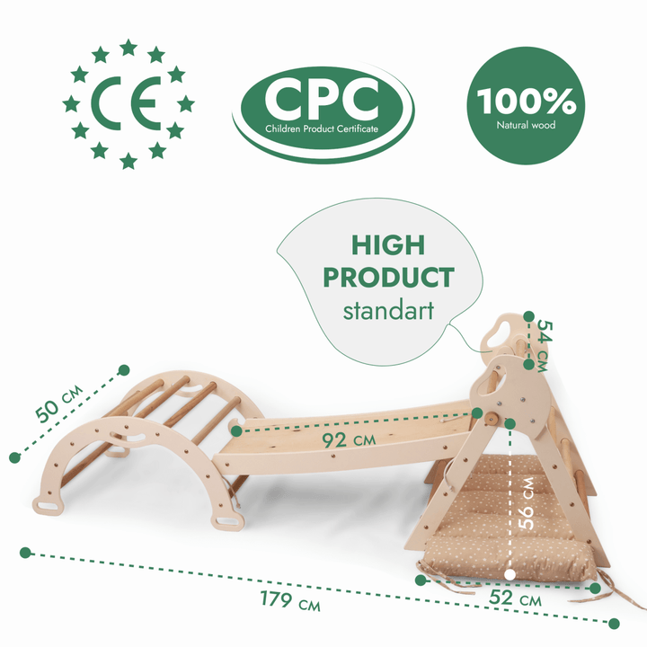 4in1 Montessori Climbing Set: Pikler Triangle, Arch, Slide Board, and Cushion for Toddlers (1–3 Years) | | Goodevas CA