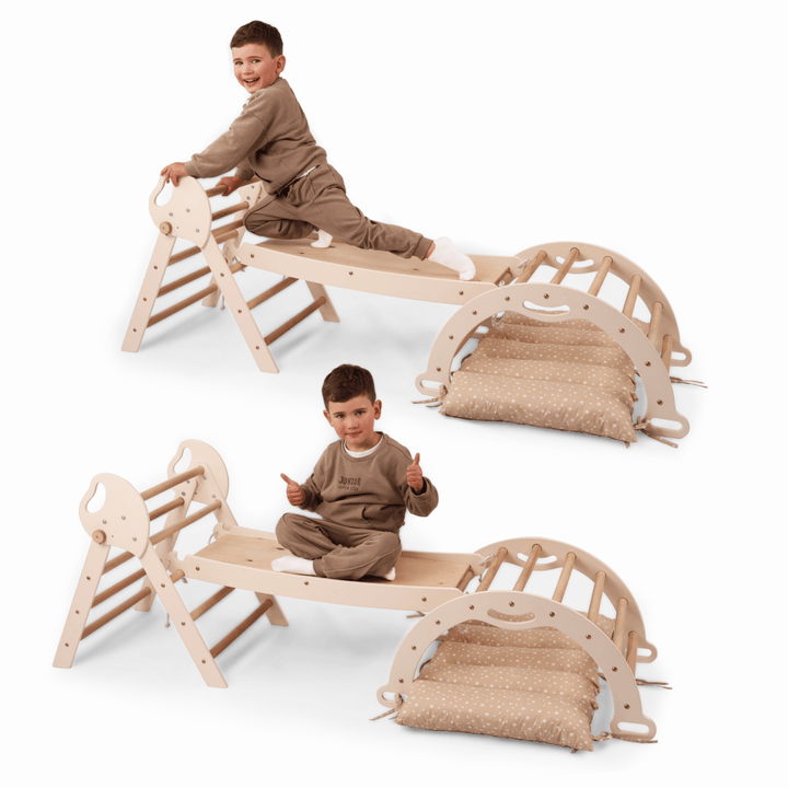4in1 Montessori Climbing Set: Pikler Triangle, Arch, Slide Board, and Cushion for Toddlers (1–3 Years) | | Goodevas CA