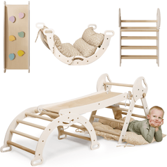 4in1 Montessori Climbing Set: Pikler Triangle, Arch, Slide Board, and Cushion for Toddlers (1–3 Years) | | Goodevas CA