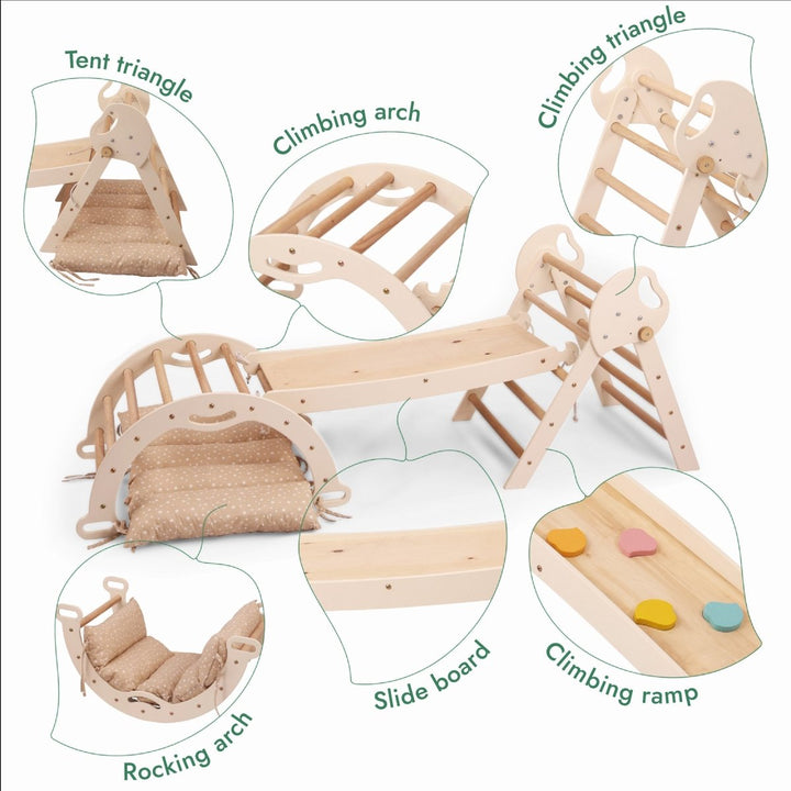 4in1 Montessori Climbing Set: Pikler Triangle, Arch, Slide Board, and Cushion for Toddlers (1–3 Years) | | Goodevas CA