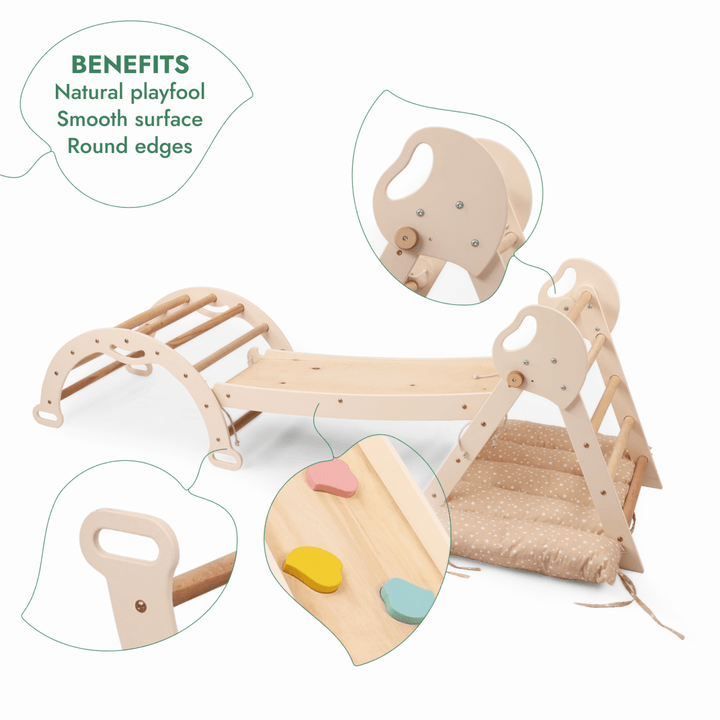 4in1 Montessori Climbing Set: Pikler Triangle, Arch, Slide Board, and Cushion for Toddlers (1–3 Years) | | Goodevas CA