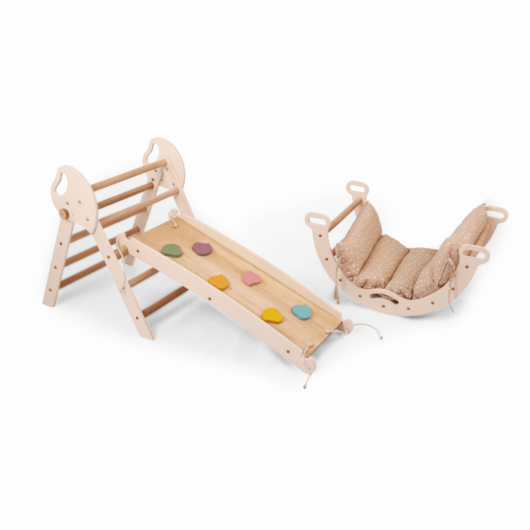 4in1 Montessori Climbing Set: Pikler Triangle, Arch, Slide Board, and Cushion for Toddlers (1–3 Years) | | Goodevas CA