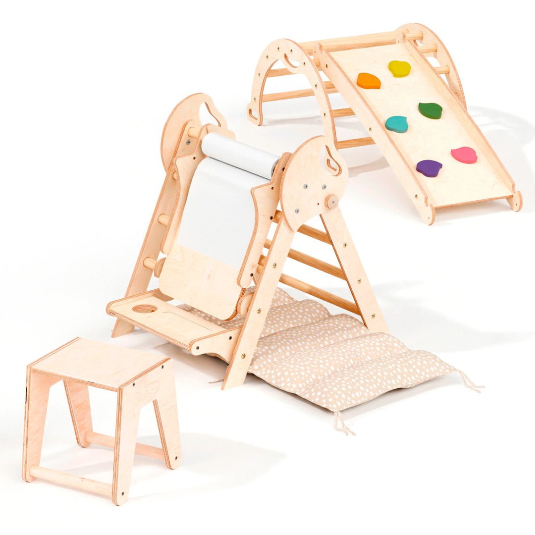 4in1 Montessori Climbing Set: Pikler Triangle, Arch, Slide Board, and Cushion for Toddlers (1–3 Years) | | Goodevas CA
