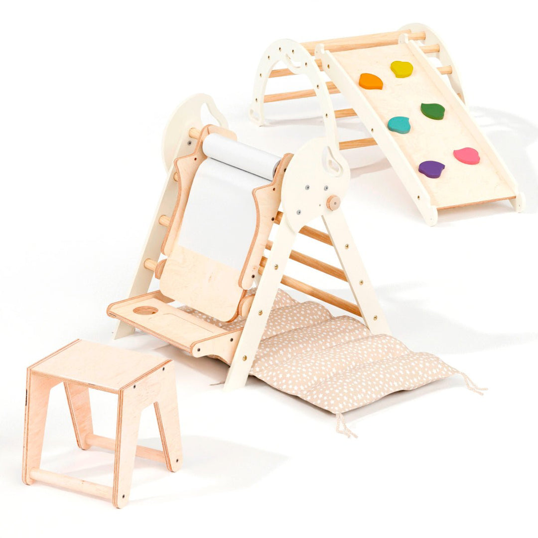 4in1 Montessori Climbing Set: Pikler Triangle, Arch, Slide Board, and Cushion for Toddlers (1–3 Years) | | Goodevas CA