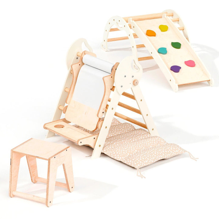 5in1 Montessori Climbing Set: Pikler Triangle, Arch, Slide Board, Art Addition and Cushion for Toddlers (1–3 Years) | | Goodevas