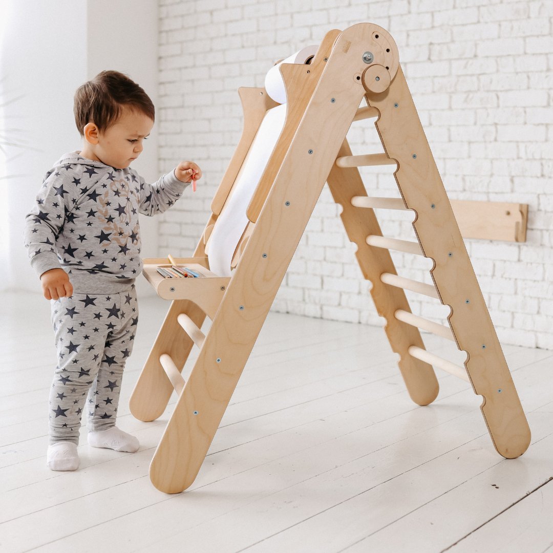 5in1 Montessori Climbing Set: Triangle Ladder + Climbing Arch + Slide Board + Cushion + Art Addition | | Goodevas CA