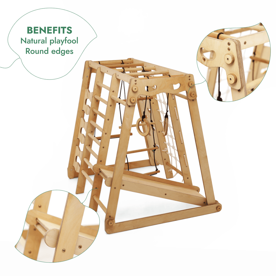 6in1 Indoor Jungle Gym for Toddler: Playground + Swings Set + Slide Board + Rope + Stairs | | Goodevas