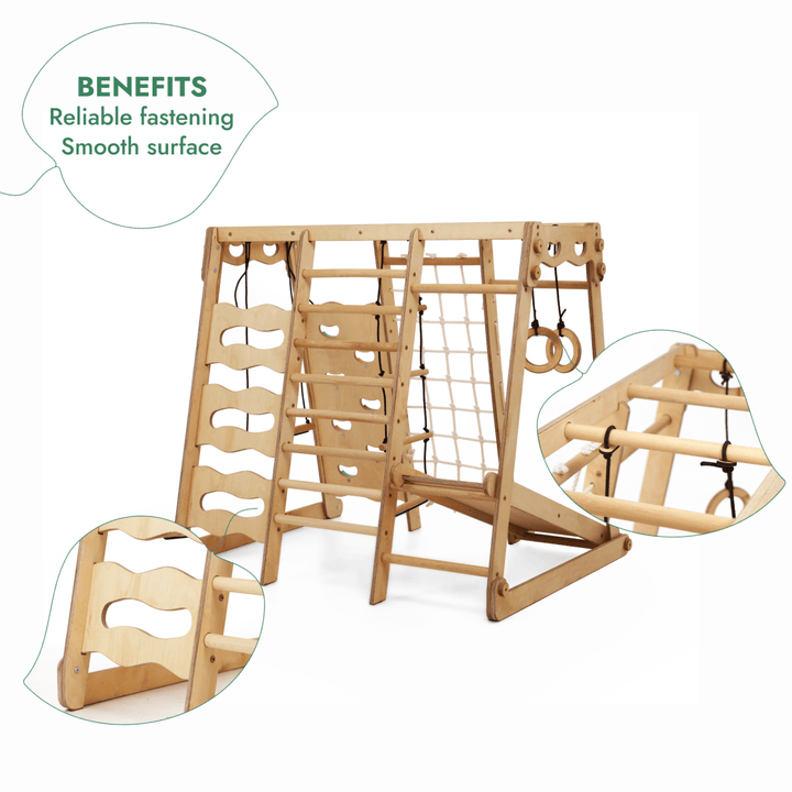 6in1 Indoor Jungle Gym for Toddler: Playground + Swings Set + Slide Board + Rope + Stairs | | Goodevas