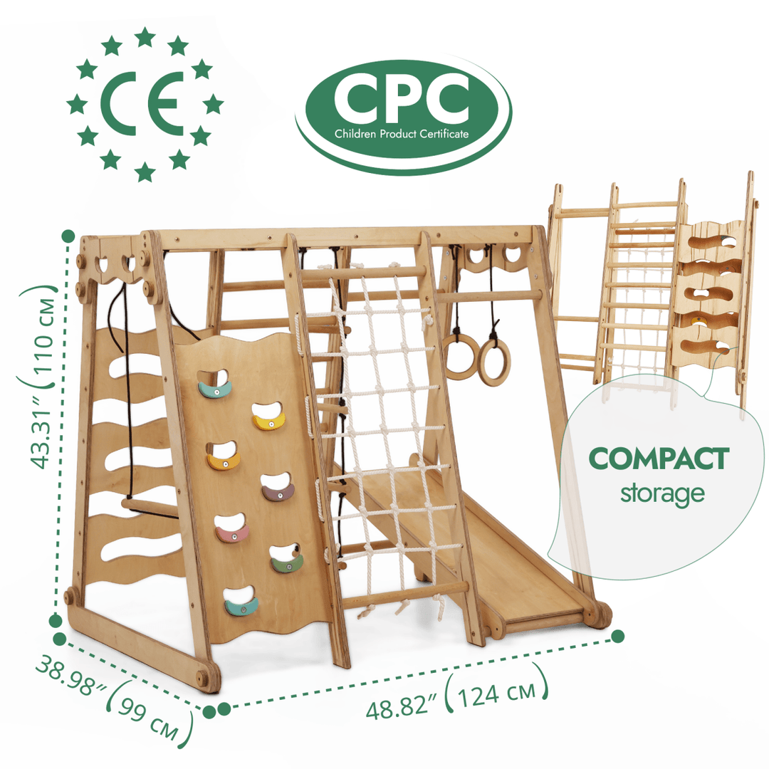 6in1 Indoor Jungle Gym for Toddler: Playground + Swings Set + Slide Board + Rope + Stairs | | Goodevas