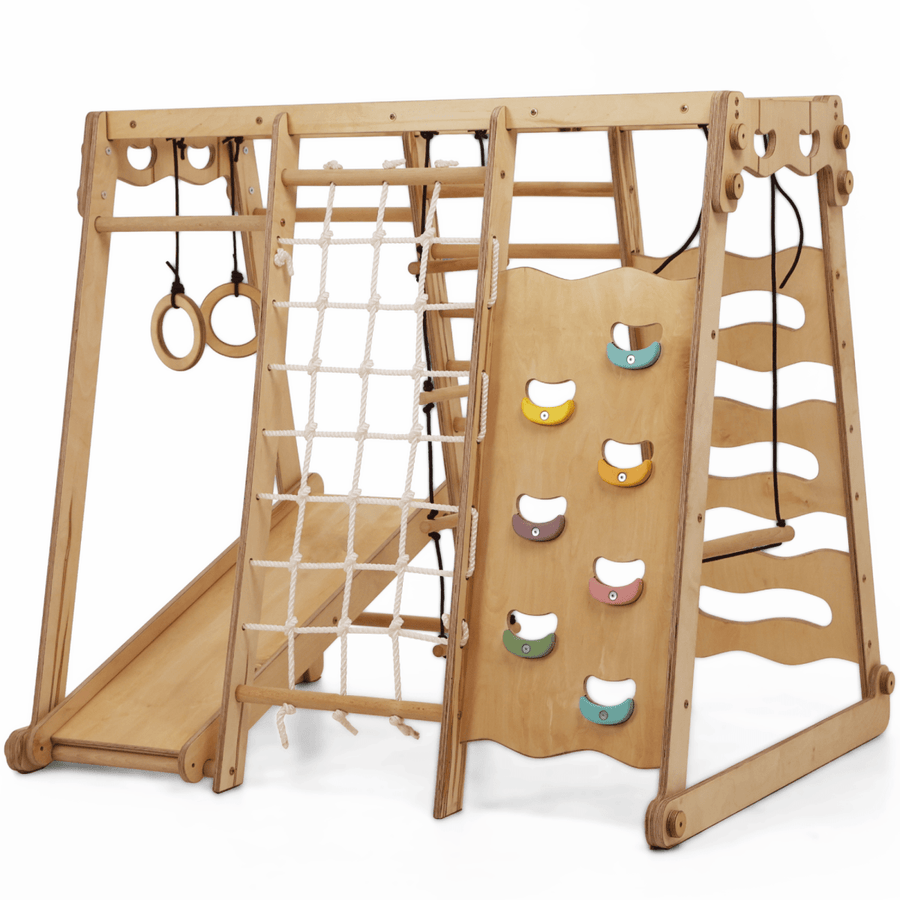 6in1 Indoor Jungle Gym for Toddler: Playground + Swings Set + Slide Board + Rope + Stairs | | Goodevas