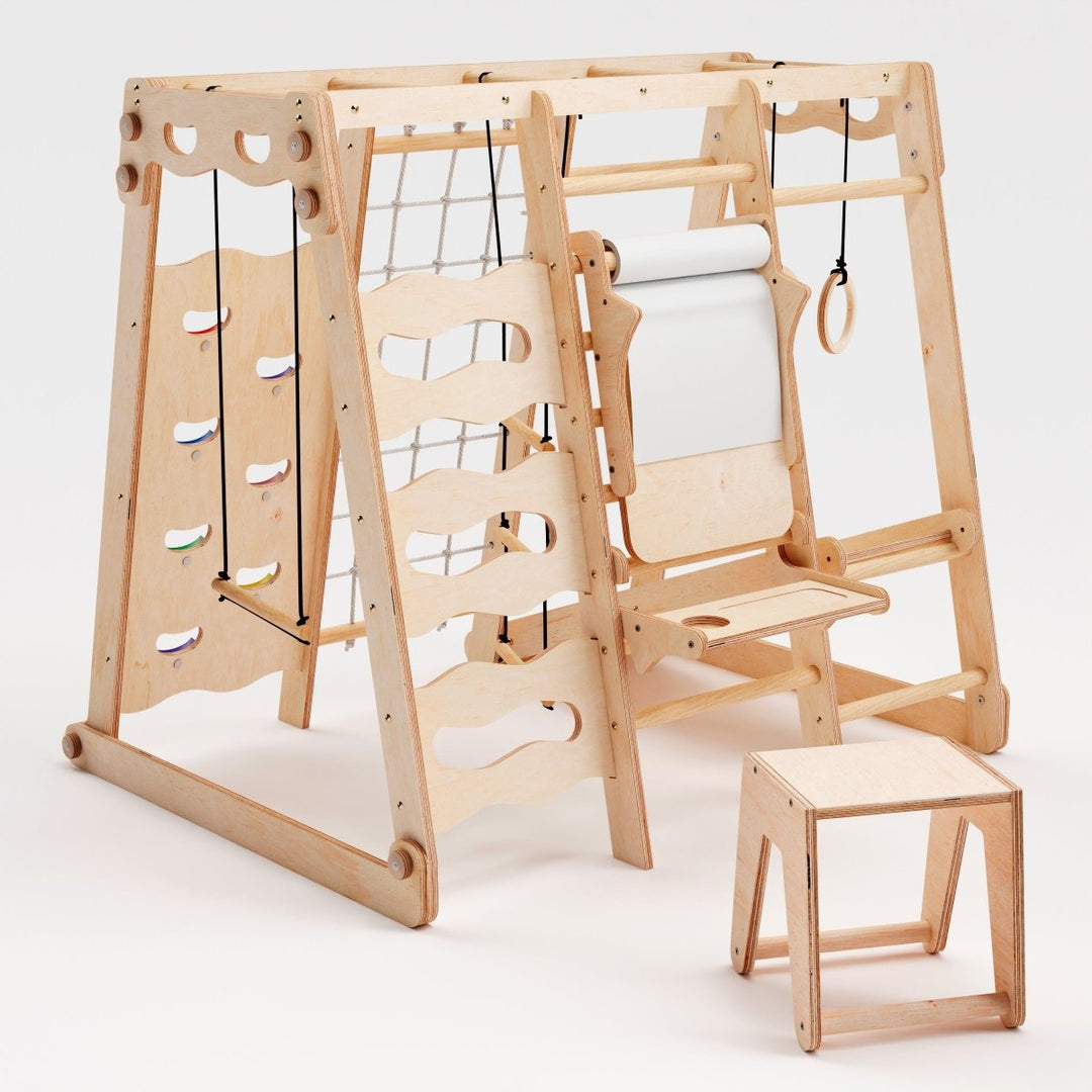6in1 Indoor Jungle Gym for Toddler: Playground + Swings Set + Slide Board + Rope + Stairs | | Goodevas