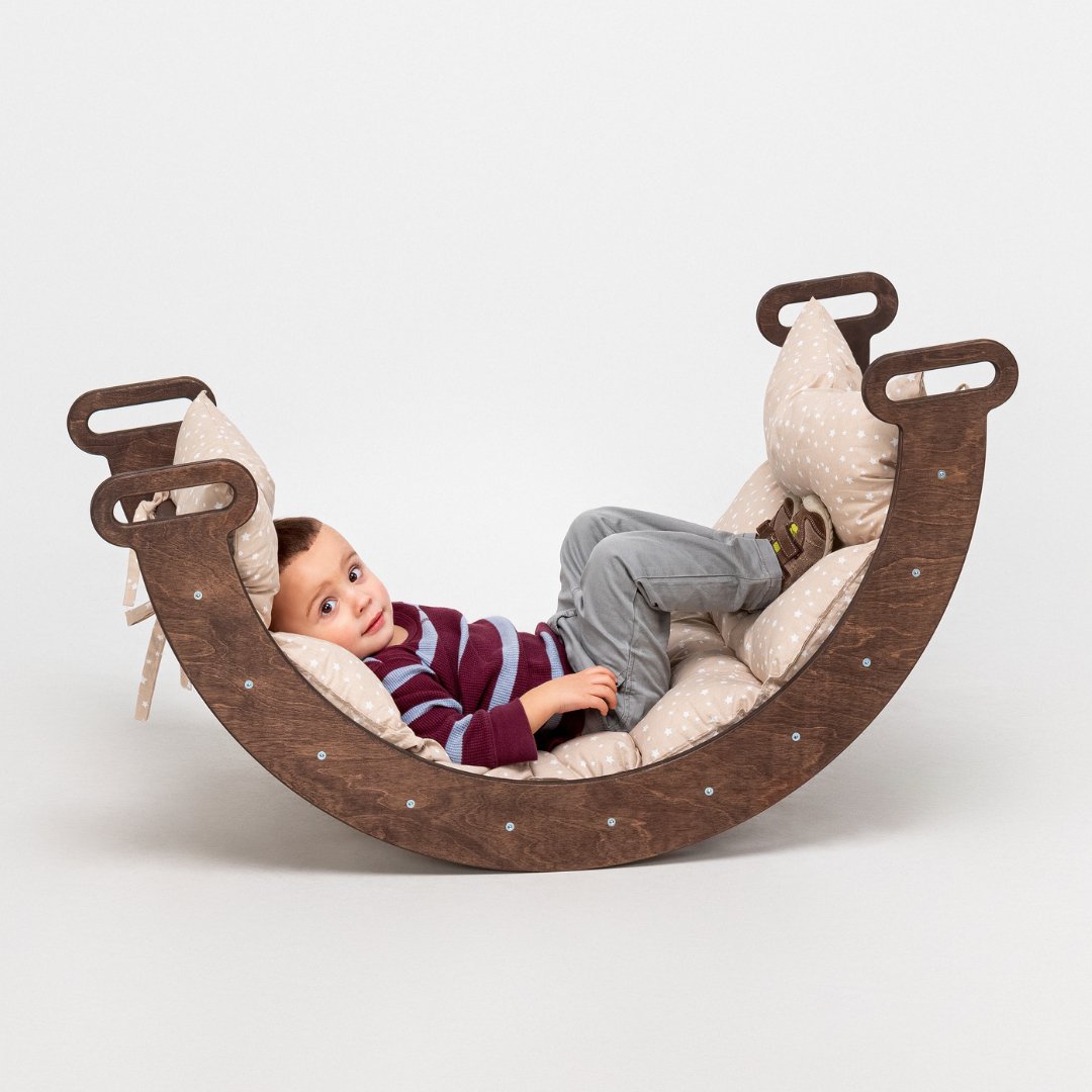 Climbing Arch Chocolate + Cushion - Montessori Climbers for Toddlers | | Goodevas CA