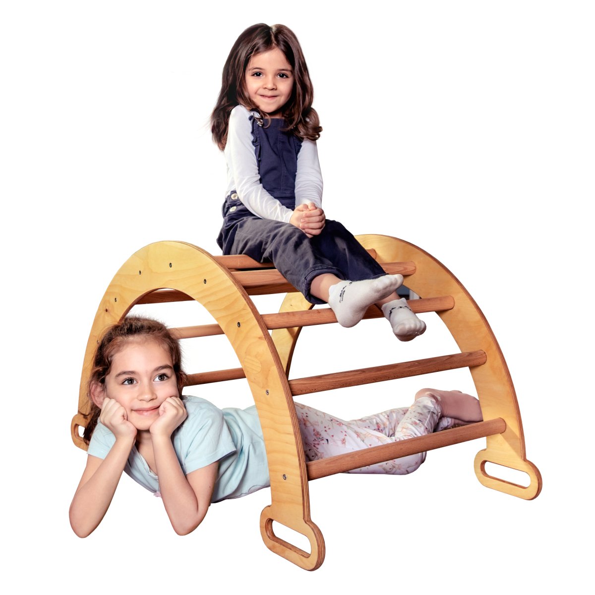 Climbing Arch & Rocker Balance - Montessori Climbers for Kids 1 - 7 y.o. – Chocolate | Single Ladders | Goodevas