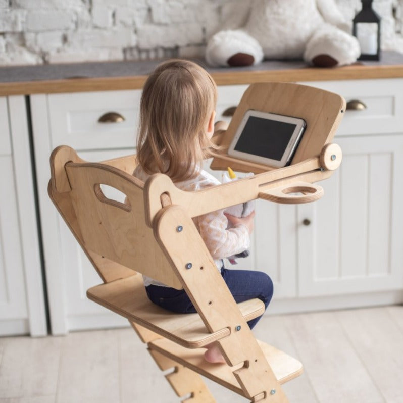Growing Chair for Kids - Kitchen Helper with Tabletop – Beige