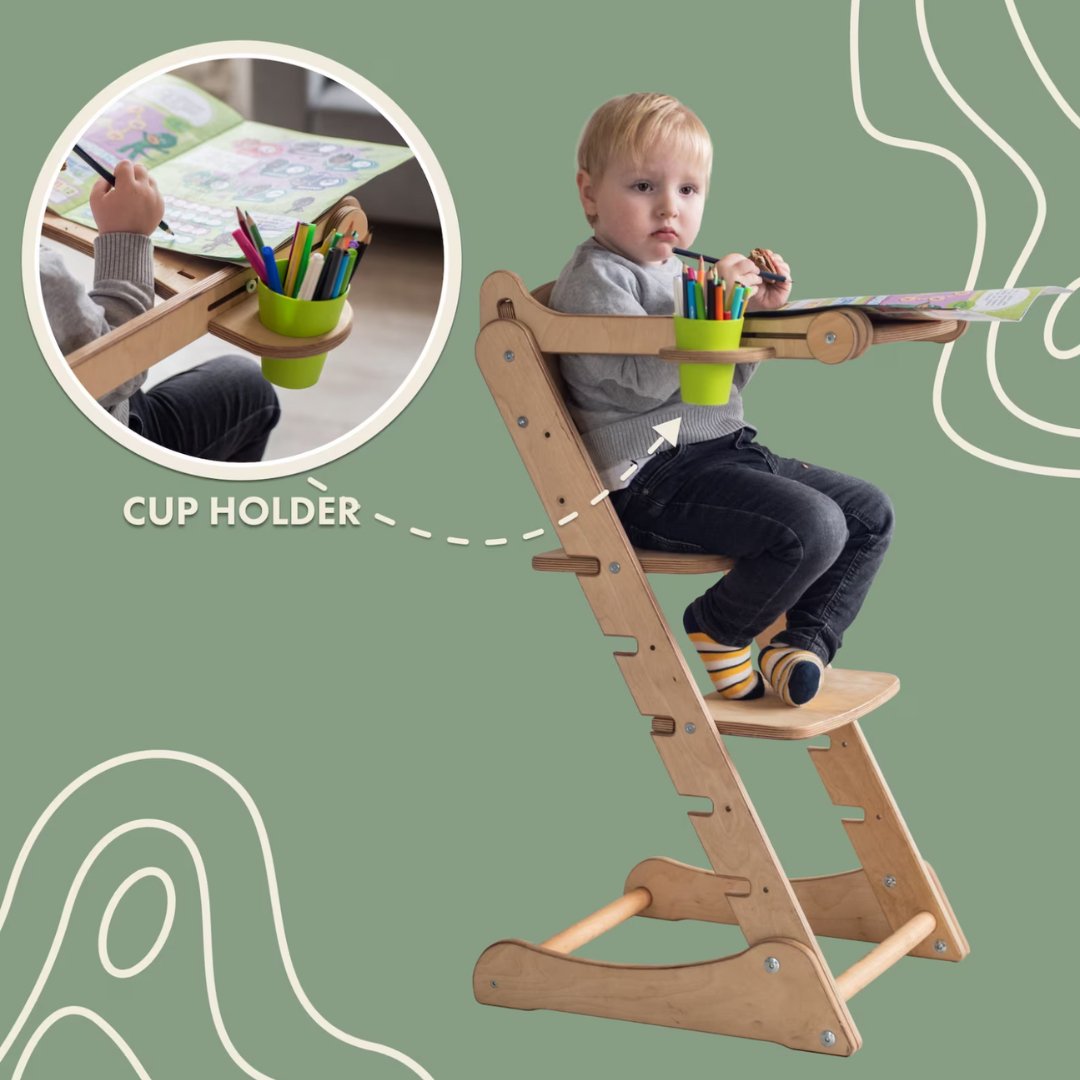 Growing Chair for Kids - Kitchen Helper with Tabletop – Beige