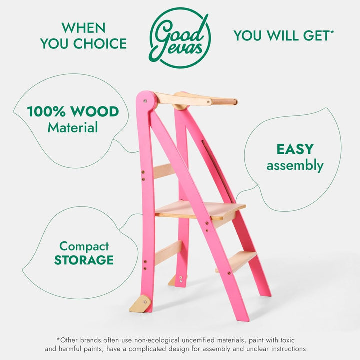 Helper Tower: A Multi - functional Foldable Step Stool for Kids - Pink | | Goodevas
