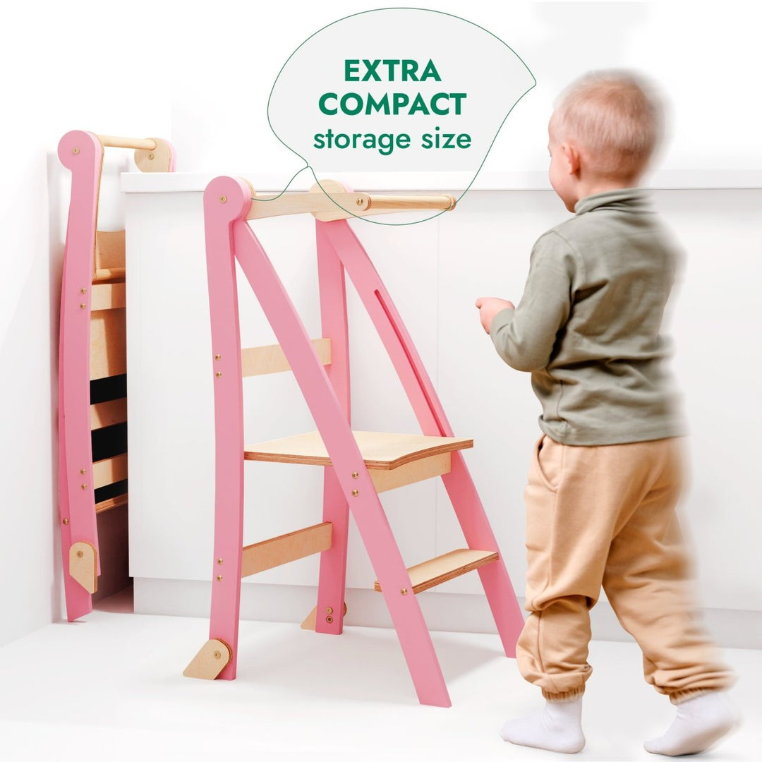 Helper Tower: A Multi - functional Foldable Step Stool for Kids - Pink | | Goodevas