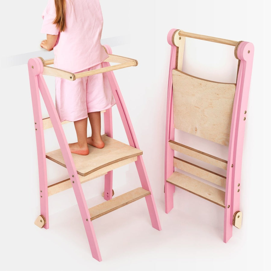 Helper Tower: A Multi - functional Foldable Step Stool for Kids - Pink | | Goodevas