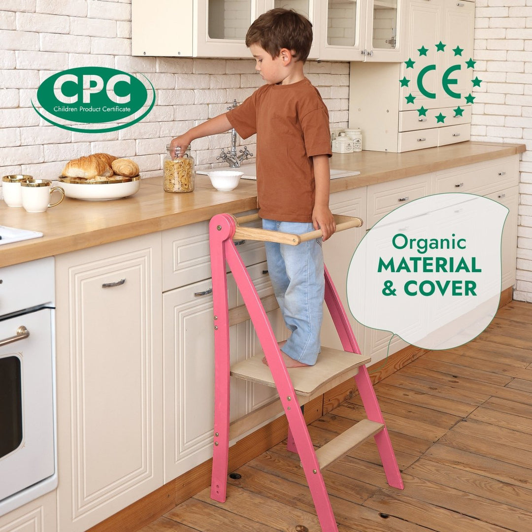Helper Tower: A Multi - functional Foldable Step Stool for Kids - Pink | | Goodevas