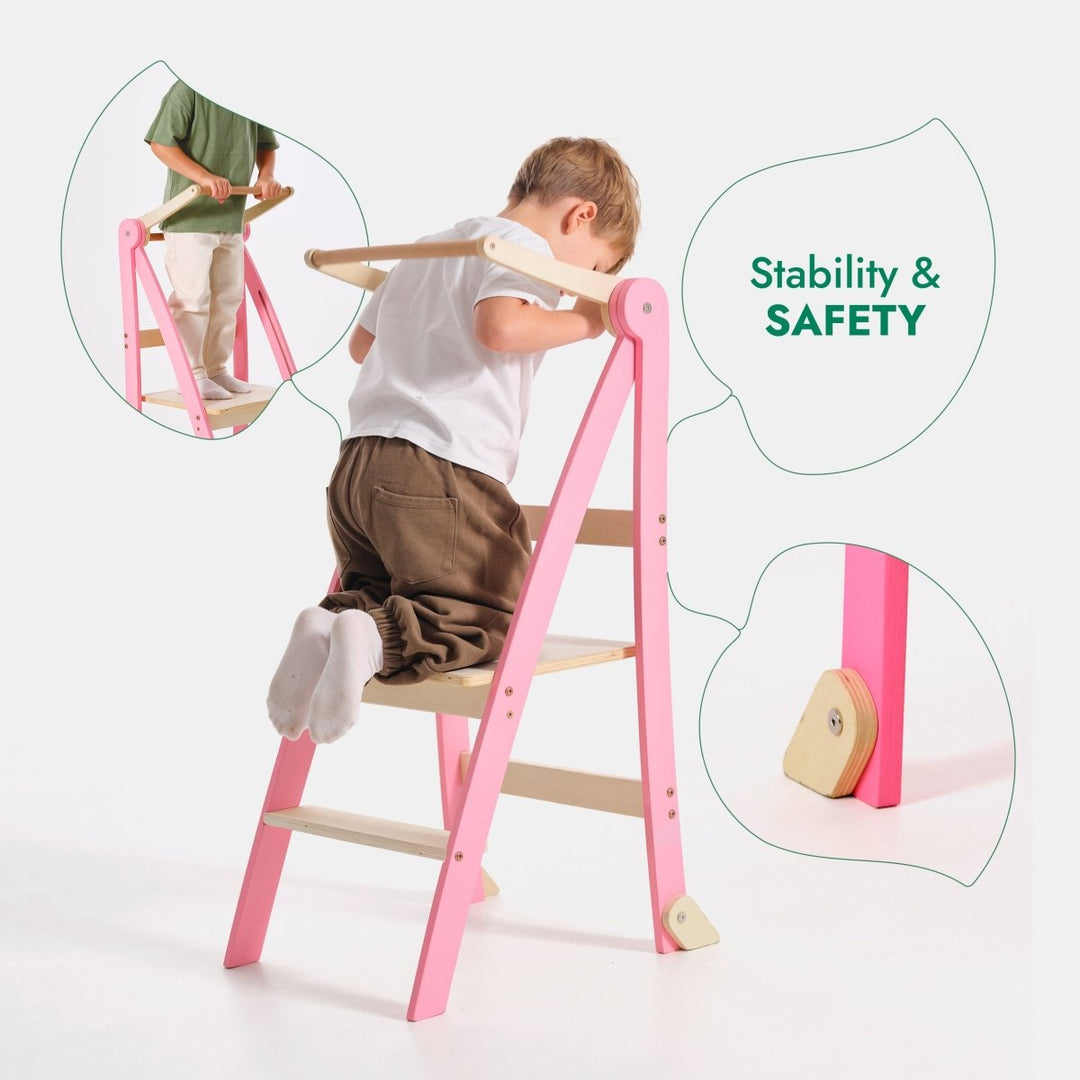 Helper Tower: A Multi - functional Foldable Step Stool for Kids - Pink | | Goodevas