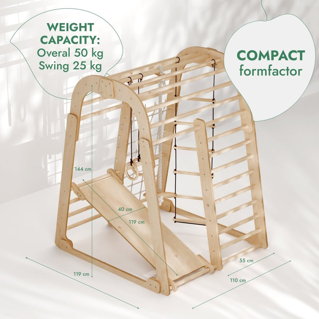 Indoor Wooden Playground for Children - 6in1 Playground + Swings Set + Slide Board | | Goodevas CA