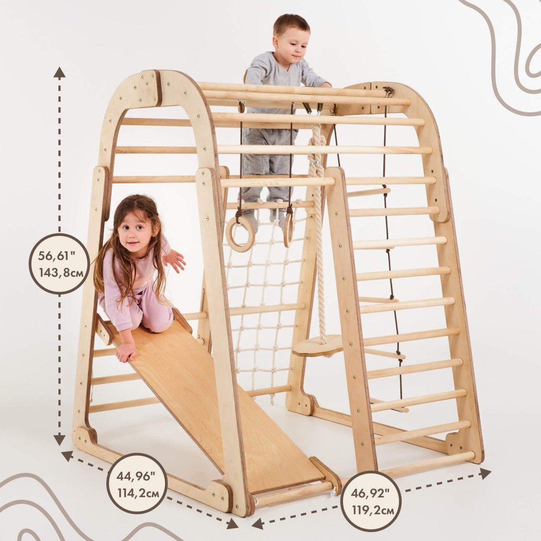 Indoor Wooden Playground for Children - 6in1 Playground + Swings Set + Slide Board | | Goodevas CA