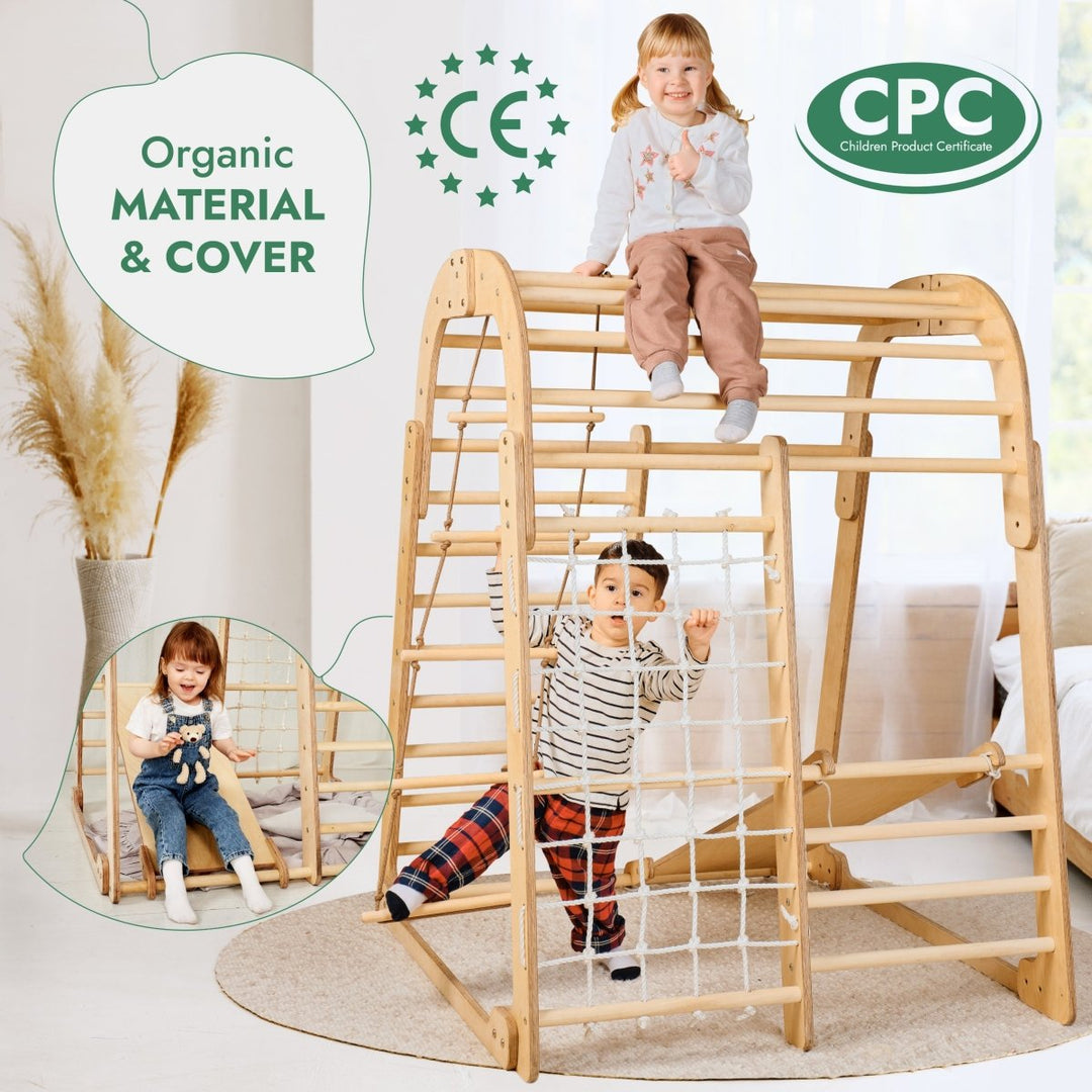 Indoor Wooden Playground for Children - 6in1 Playground + Swings Set + Slide Board | | Goodevas CA