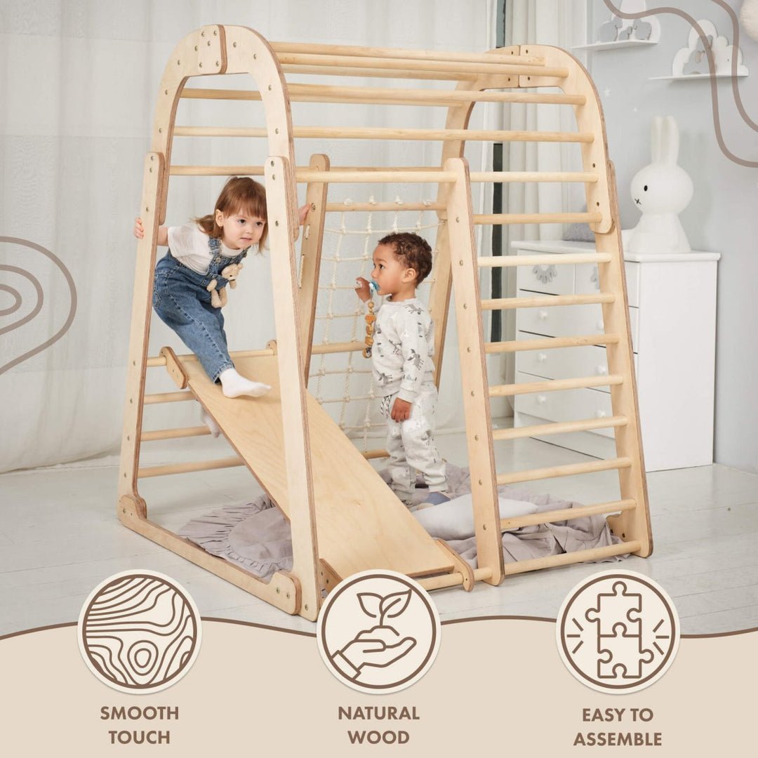 Indoor Wooden Playground for Children - 6in1 Playground + Swings Set + Slide Board | | Goodevas CA