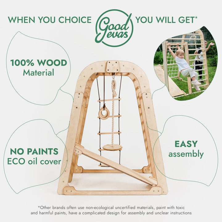 Indoor Wooden Playground for Children - 6in1 Playground + Swings Set + Slide Board | | Goodevas CA