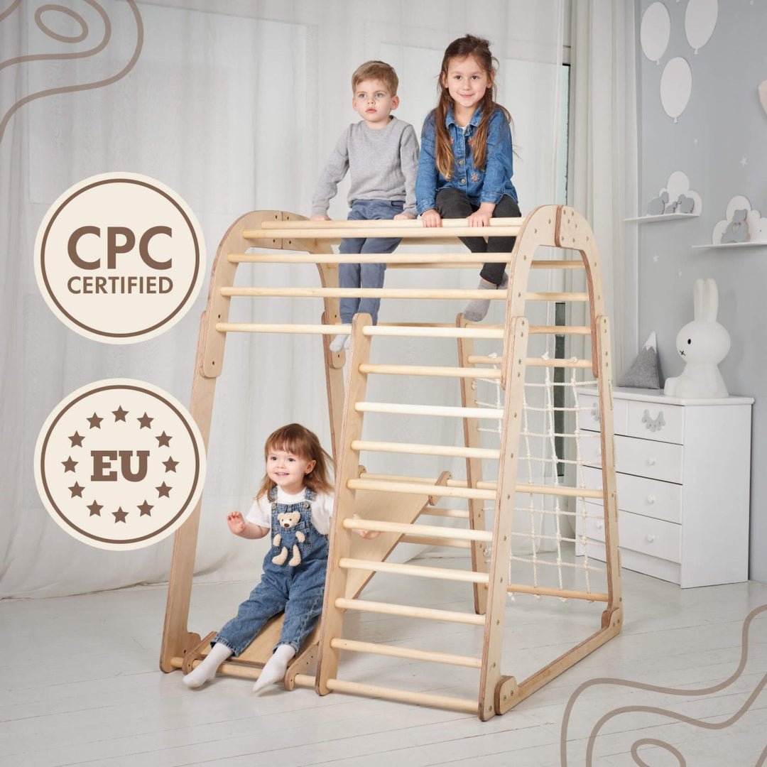 Indoor Wooden Playground for Children - 6in1 Playground + Swings Set + Slide Board | | Goodevas CA