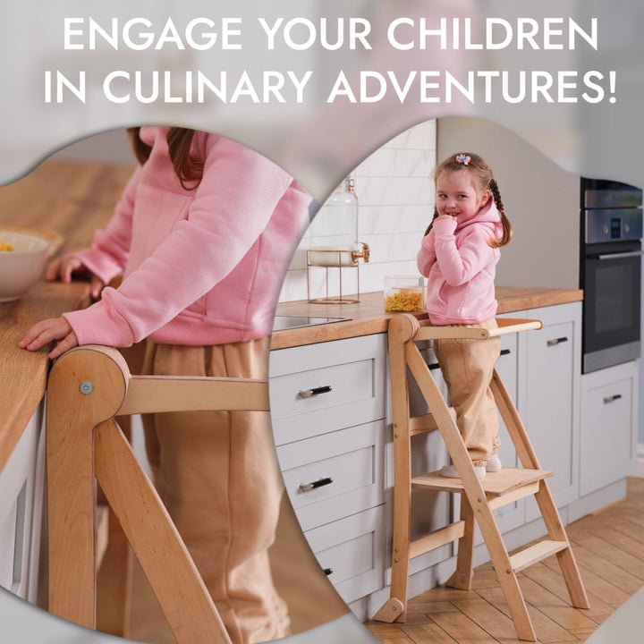 Learning Tower: Foldable Step Stool for Toddlers - Beige | | Goodevas