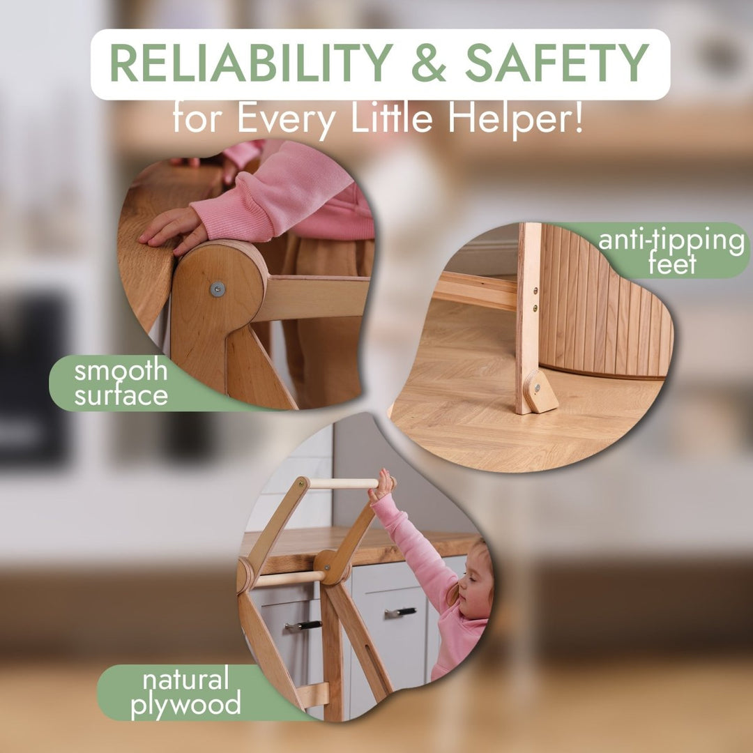Learning Tower: Foldable Step Stool for Toddlers - Beige | | Goodevas