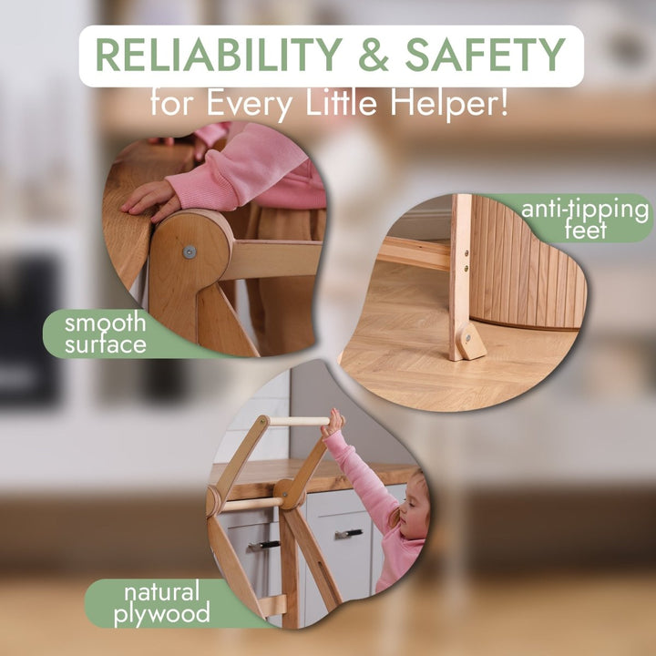 Learning Tower: Foldable Step Stool for Toddlers - Beige | | Goodevas