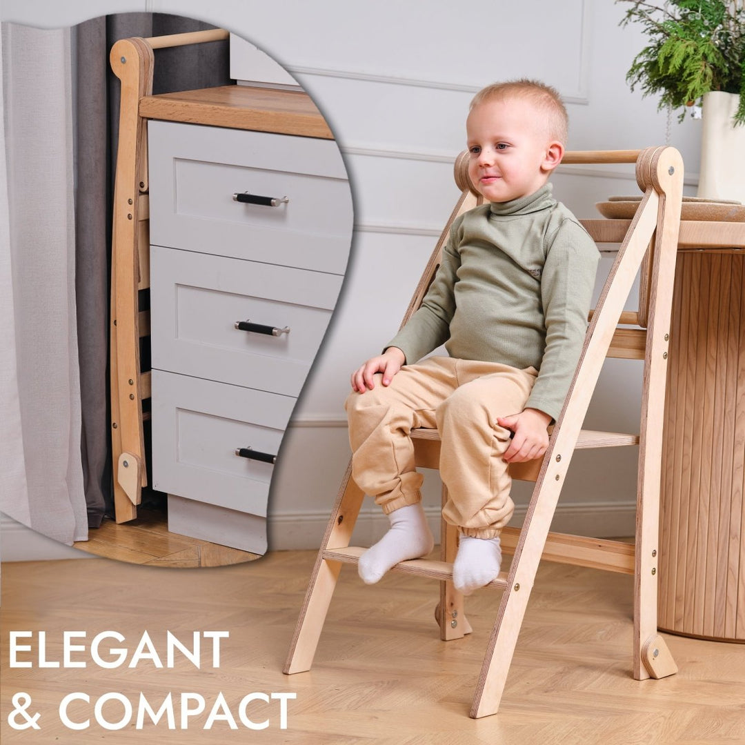 Learning Tower: Foldable Step Stool for Toddlers - Beige | | Goodevas