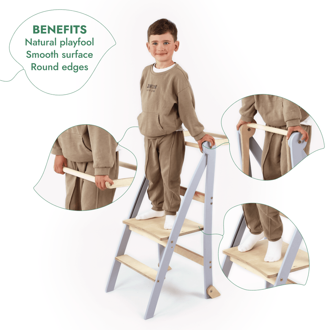 Learning Tower: Foldable Step Stool for Toddlers - Gray | | Goodevas