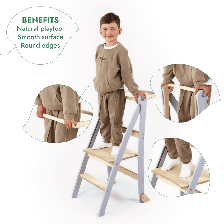Learning Tower: Foldable Step Stool for Toddlers - Gray | | Goodevas
