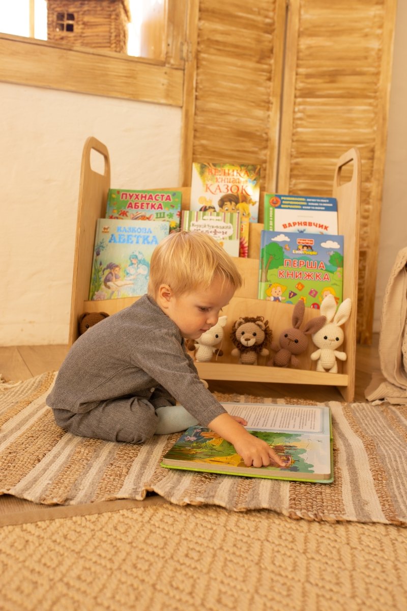 Montessori Wooden Bookshelf – Beige | Shelves | Goodevas