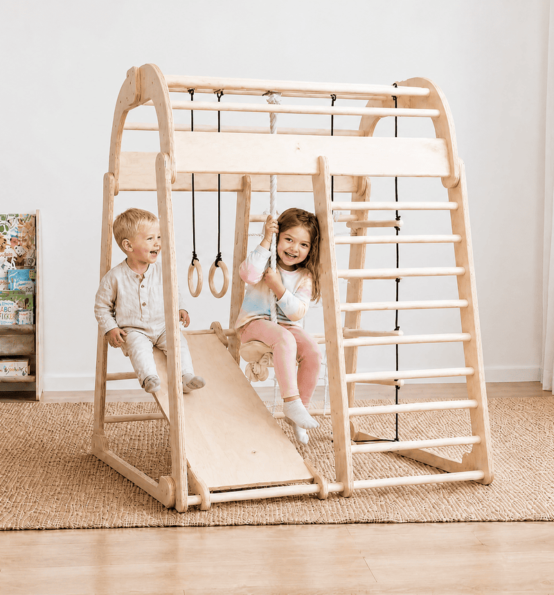 Indoor Wooden Playground for Children - 6in1 Playground + Swings Set + Slide Board