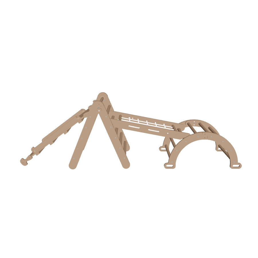 4in1 Montessori Climbing Frame Set: Triangle Ladder + Arch/Rocker + Slide Board/Ramp + Netting rope