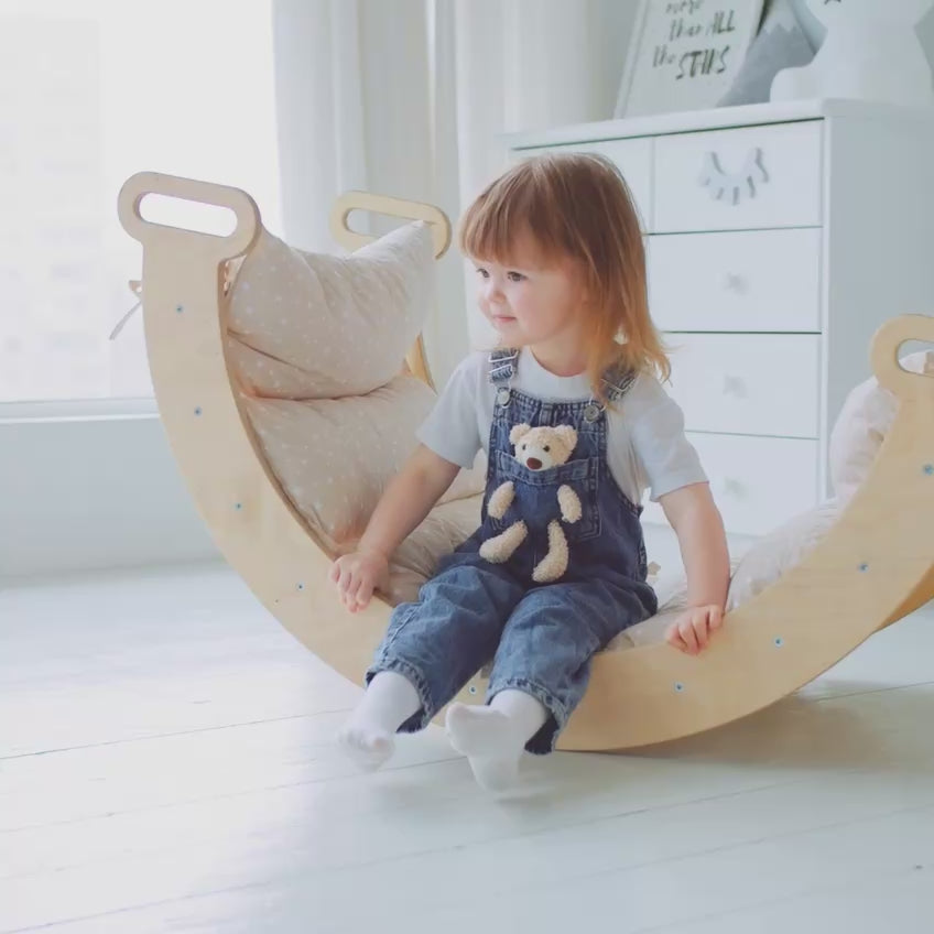 Ensemble d'Escalade Montessori 5en1 : Échelle Triangulaire + Arche d'Escalade + Toboggan + Filet d'Escalade + Coussin