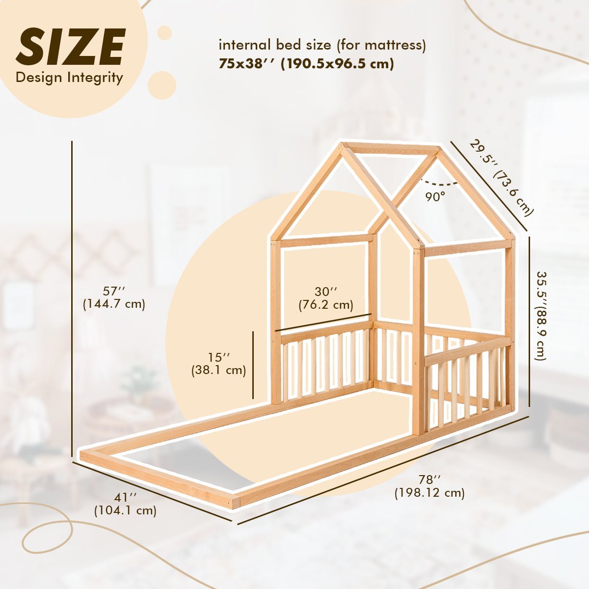 Small House Bed For Kids and Toddlers from 2 y.o. (US Twin - Size) | Beds | Goodevas