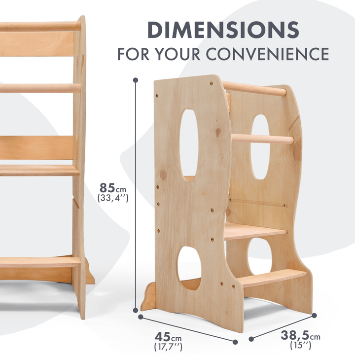 Stable Montessori Learning Tower: Wooden Growing Chair - Beige | | Goodevas